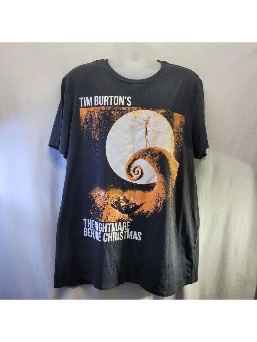 Disney Tim Burton's The Nightmare Before Christmas Tee Shirt Black Size 2XL